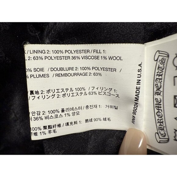 Chrome Hearts Womens Black Goose Down Puffer Jacket With Zip & Button Front Size - Picture 9 of 16